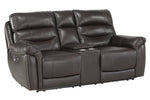 Lance Brown Leather Power Recliner Loveseat w/Console