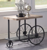 Francie Oak Wood/Antique Gray Metal End Table