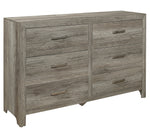 Mandan Gray Wood 6-Drawer Dresser