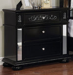 Azha Glam Black Wood 3-Drawer Nightstand