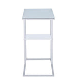 Marianna Chrome Metal Snack Table with Frosted Glass Top