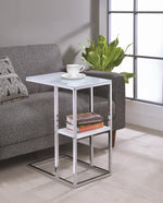 Marianna Chrome Metal Snack Table with Frosted Glass Top