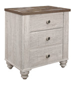 Nashville Antique White/Brown Wood 2-Drawer Nightstand