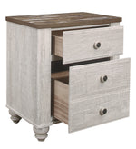 Nashville Antique White/Brown Wood 2-Drawer Nightstand