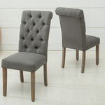 Natalie 2 Grey Linen Fabric Side Chairs