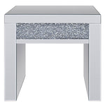 Noralie Mirrored End Table with Drawer & Faux Crystals