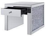 Noralie Mirrored End Table with Drawer & Faux Crystals