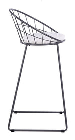 Nordic White Faux Leather/Gray Metal Bar Stool