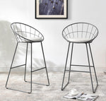 Nordic White Faux Leather/Gray Metal Bar Stool