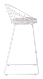 Nordic White Faux Leather/Metal Bar Stool