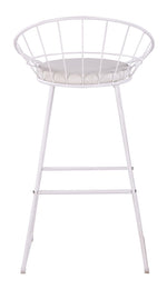 Nordic White Faux Leather/Metal Bar Stool