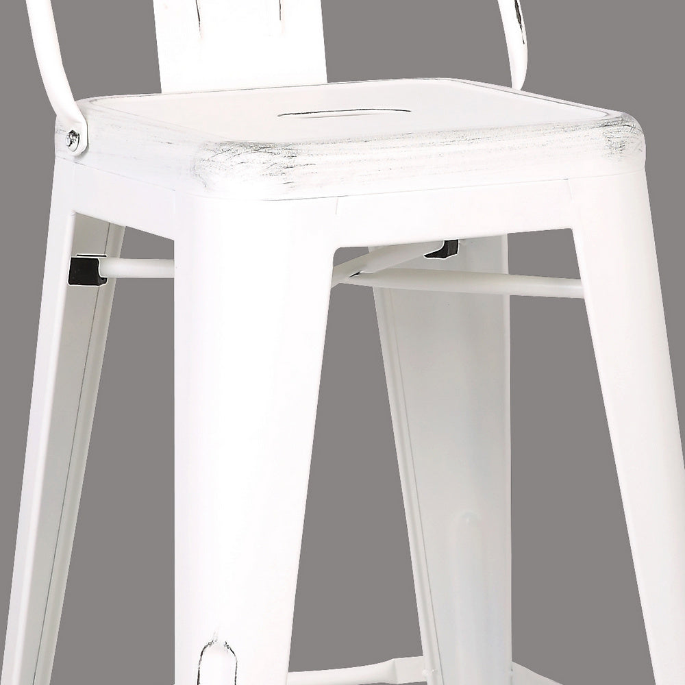Norina 2 Distressed White Metal Counter Height Stools