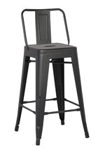 Norina 2 Matte Black Metal Barstools with Bucket Back