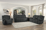 Nutmeg Charcoal Gray Fabric Manual Recliner Sofa