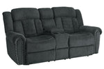 Nutmeg Charcoal Manual Recliner Loveseat with Console