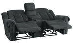 Nutmeg Charcoal Manual Recliner Loveseat with Console