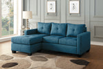 Phelps Blue Fabric Reversible Sectional Sofa