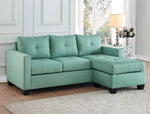 Phelps Teal Fabric Reversible Sectional Sofa