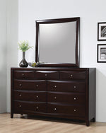 Phoenix Cappuccino Wood 9-Drawer Dresser with Mirror