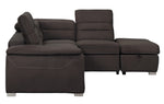 Platina 3-Pc Chocolate RAF Sectional with Pull-Out Bed