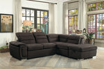 Platina 3-Pc Chocolate RAF Sectional with Pull-Out Bed