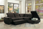 Platina 3-Pc Chocolate RAF Sectional with Pull-Out Bed