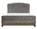 Rachelle Gray Velvet Fabric Cal King Bed (Oversized)