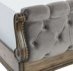 Rachelle Gray Velvet Fabric/Pecan Wood Queen Bed