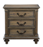 Rachelle Weathered Pecan Wood 3-Drawer Nightstand