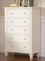 Sandy Beach 5-Pc White Wood Queen Sleigh Storage Bedroom Set