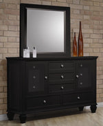 Sandy Beach Black Wood 11-Drawer Dresser