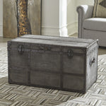 Amsel Gray Cotton Canvas Storage Trunk