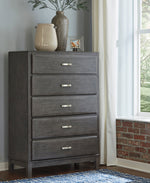 Caitbrook Gray Wood 5-Drawer Chest