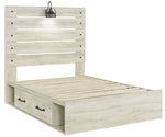 Cambeck Whitewash Wood Full Bed with 4 Storage Drawers