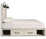 Cambeck Whitewash Wood King Bed with 4 Storage Drawers