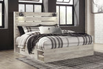 Cambeck Whitewash Wood King Bed with 2 Storage Drawers