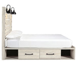 Cambeck Whitewash Wood Queen Bed with 2 Storage Drawers