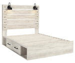 Cambeck Whitewash Wood Queen Bed with 2 Storage Drawers