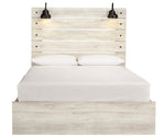 Cambeck Whitewash Wood Queen Bed with 4 Storage Drawers