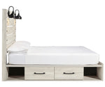 Cambeck Whitewash Wood Queen Bed with 4 Storage Drawers