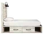 Cambeck Whitewash Wood Twin Bed with 4 Storage Drawers