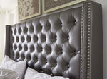 Coralayne Gray Faux Leather Full Bed