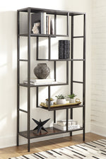 Frankwell Brown Wood/Black Metal Bookcase