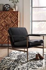 Puckman Black Leather/Metal Accent Chair