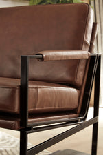 Puckman Brown Leather/Metal Accent Chair