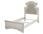 Realyn Neutral Fabric/Chipped White Wood Twin Panel Bed