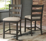 Rokane 2 Light Brown Fabric/Warm Brown Wood Counter Height Chairs