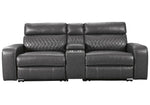 Samperstone 3-Pc Gray Faux Leather Power Recliner Loveseat