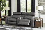 Samperstone 3-Pc Gray Faux Leather Power Recliner Loveseat