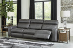 Samperstone 3-Pc Gray Faux Leather Power Recliner Sofa